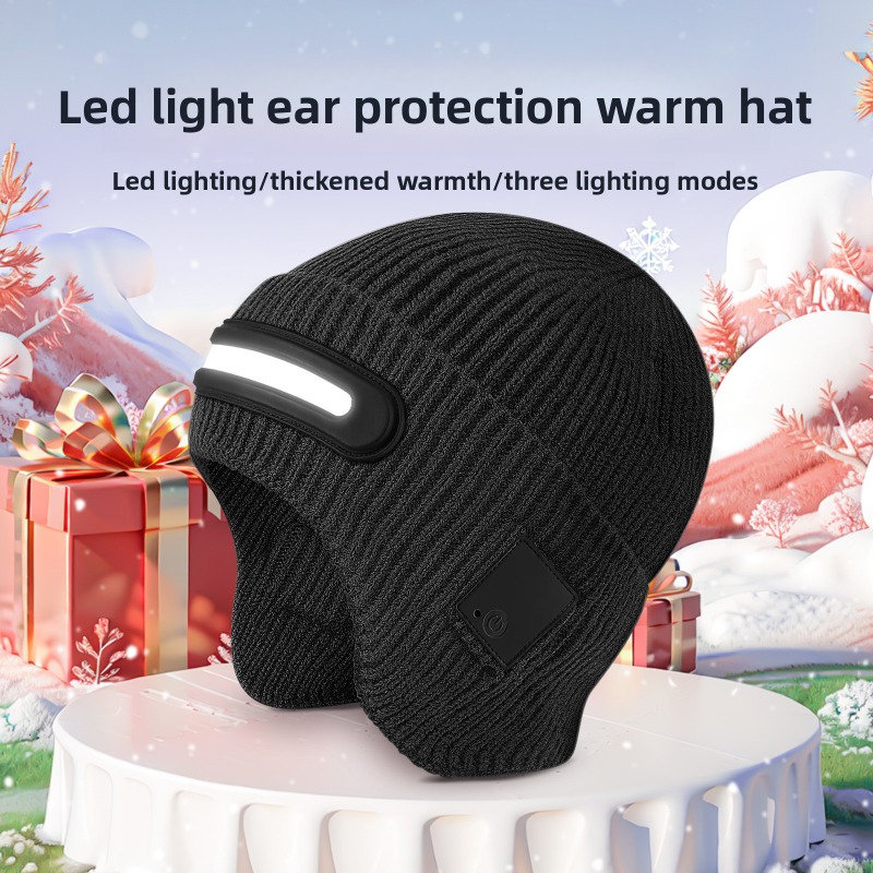 Running Gear Cold Weather - LED Headlamp Winter Hat Outdoor Ski